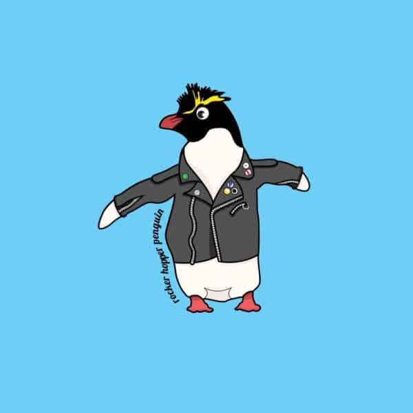 Rocker Hopper Penguin' - Greeting Card