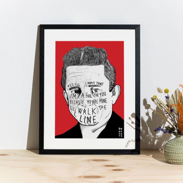 Johnny Cash 'I Walk The Line' Lyrics - Print
