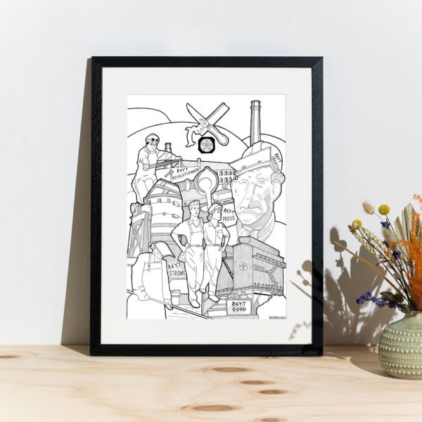 Sheffield Steel Cityscape - Print (Black and White)