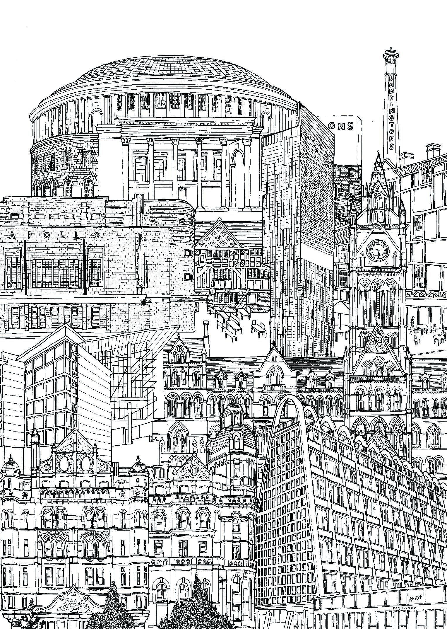 Manchester cityscape - Black and white print - Image 4