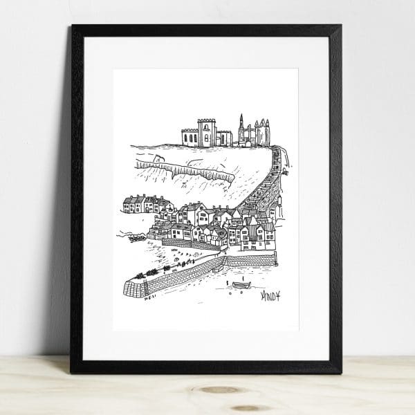 Whitby seaside - Fine Art print in black and white