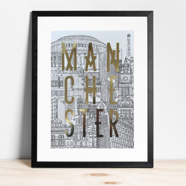 Manchester Cityscape (Gold Foil)