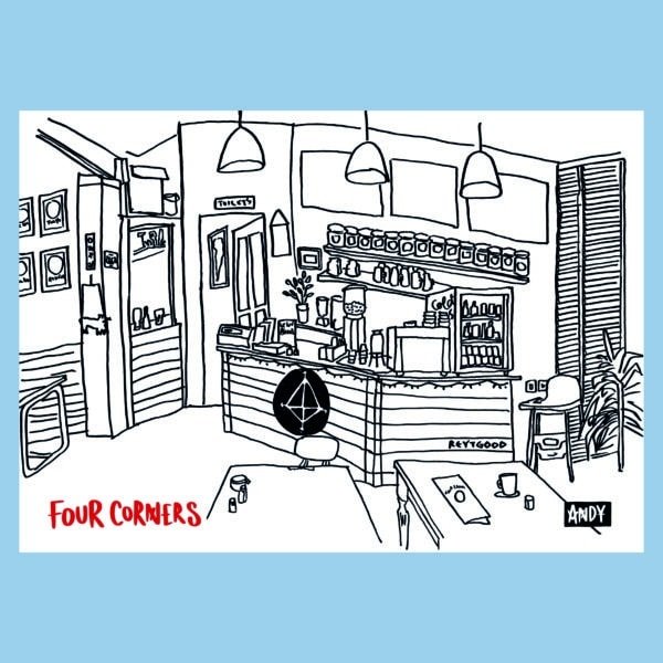 Coffee Shop Illustrations - Four Corners