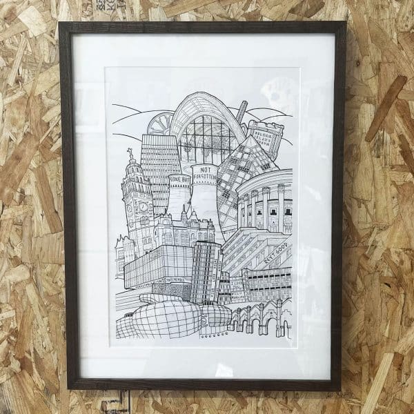 sheffield cityscape original framed