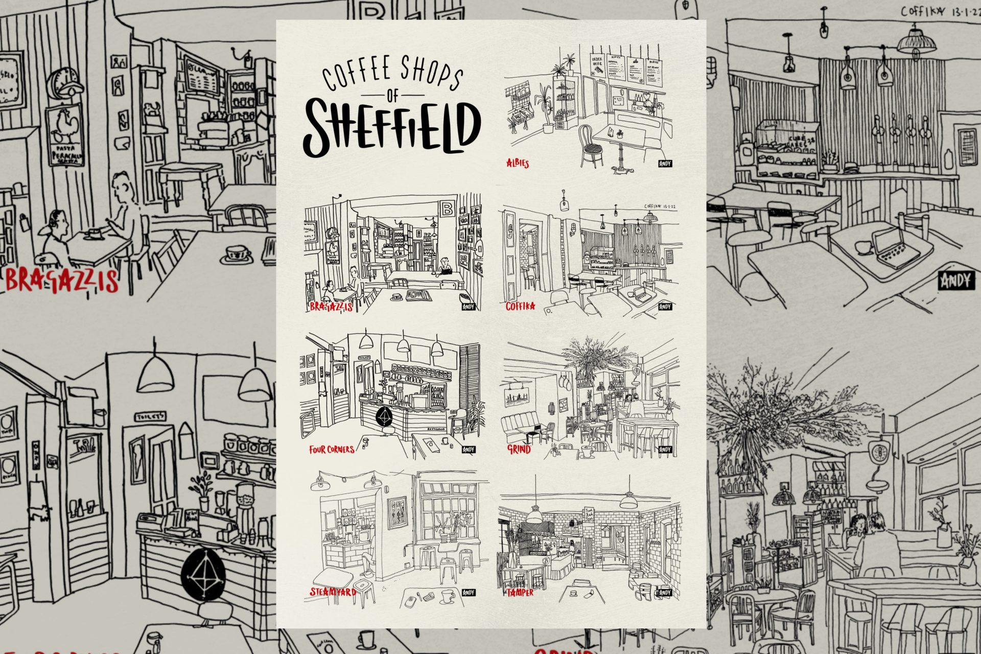 Sheffield Coffee Shop Illustrations