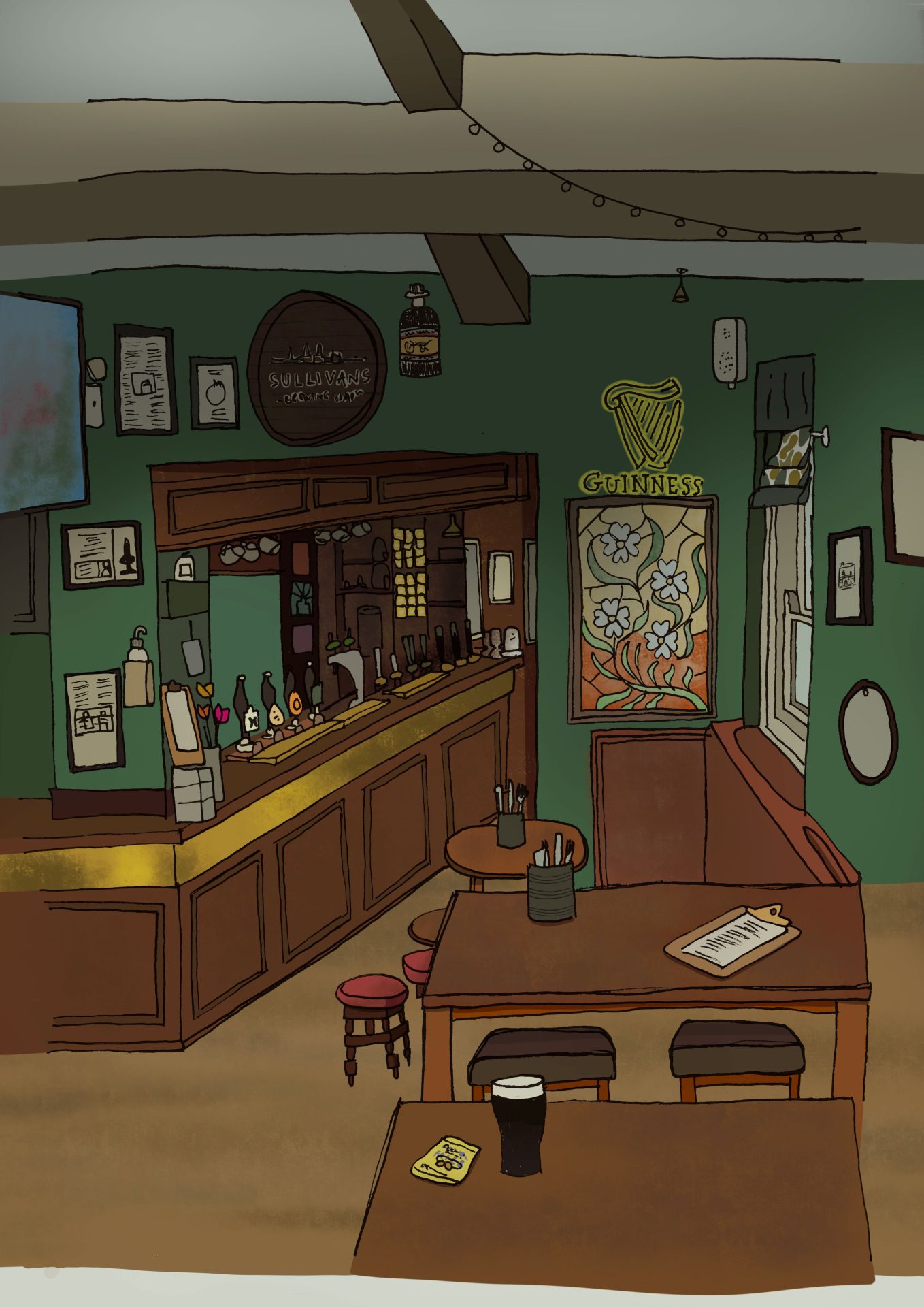 The Dog and Partridge Pub Illustration - Image 2