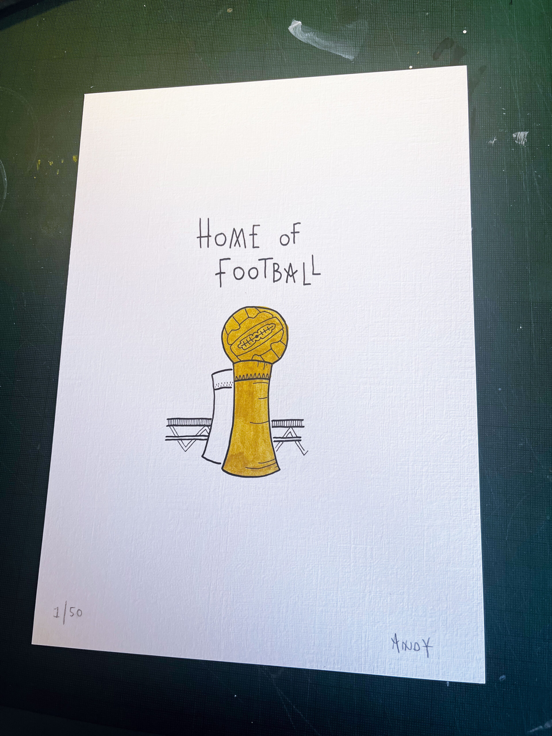 Home of Football - Hand drawn - Gold - Ltd Edition - Image 2